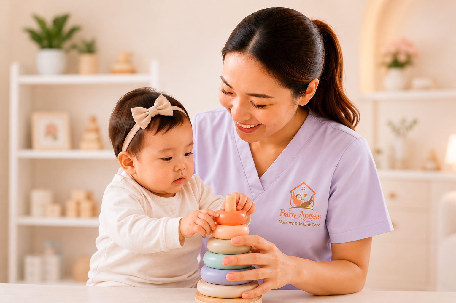 A Baby Angels nurse caring for a baby